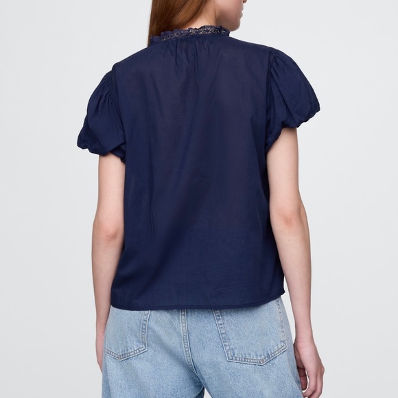 Gap Bubble Sleeve Pintuck Top - Picture 2 of 6